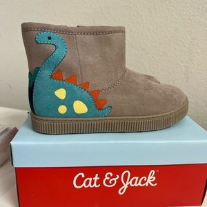 Cat & Jack Vesper Fur lined Boots Dinosaur boys size 12 BRAND NEW